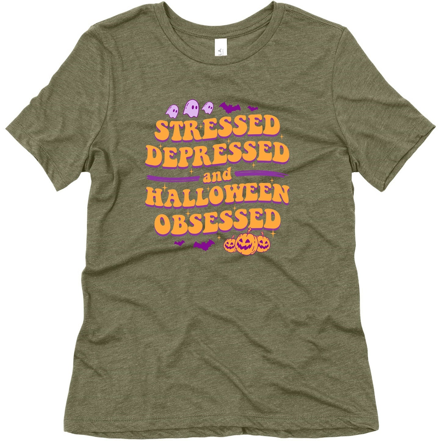 Stressed Depressed & Halloween Obsessed Womens Triblend Tee