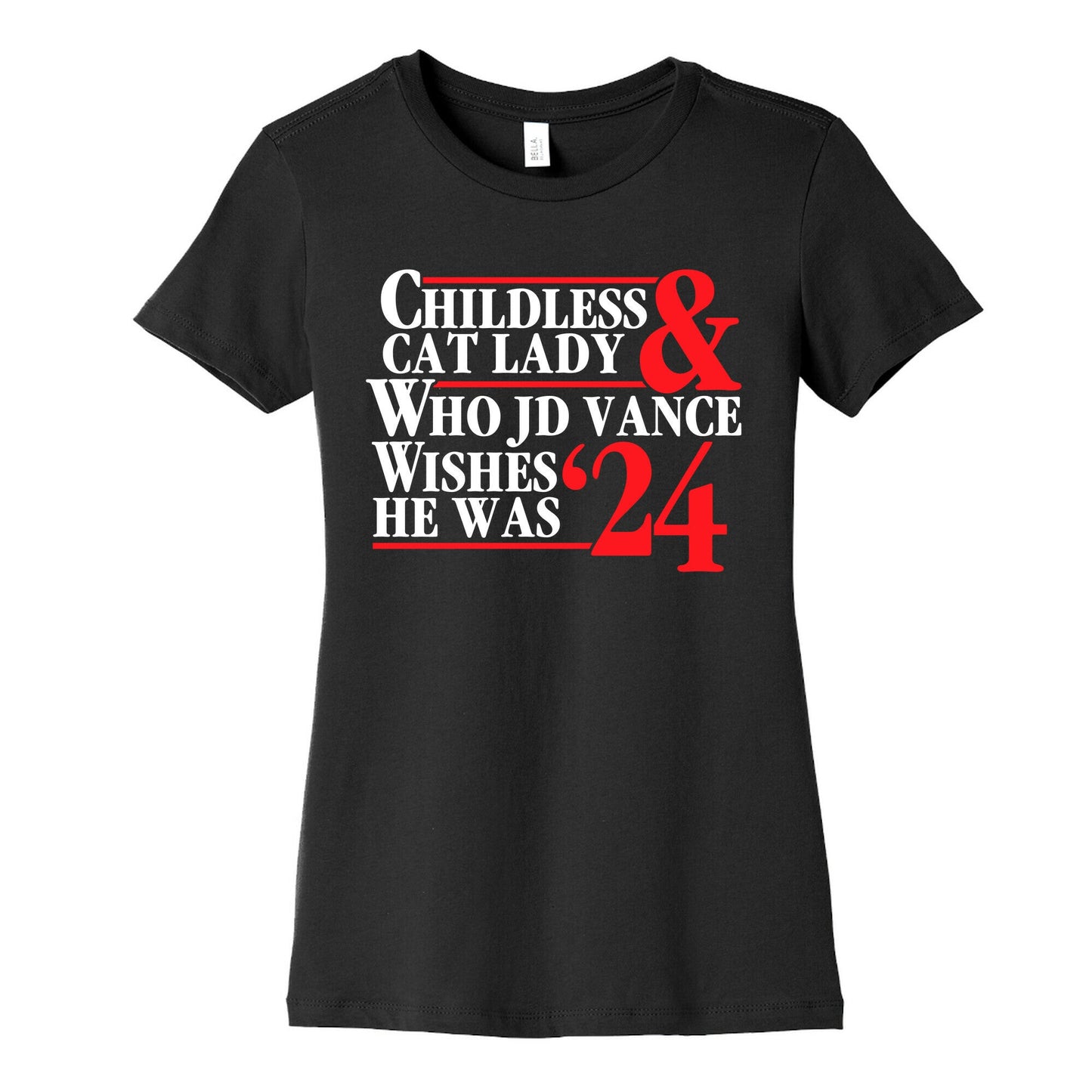 Childless Cat Lady Who JD Vance Wishes He Was Blue White Womens Cotton Tee
