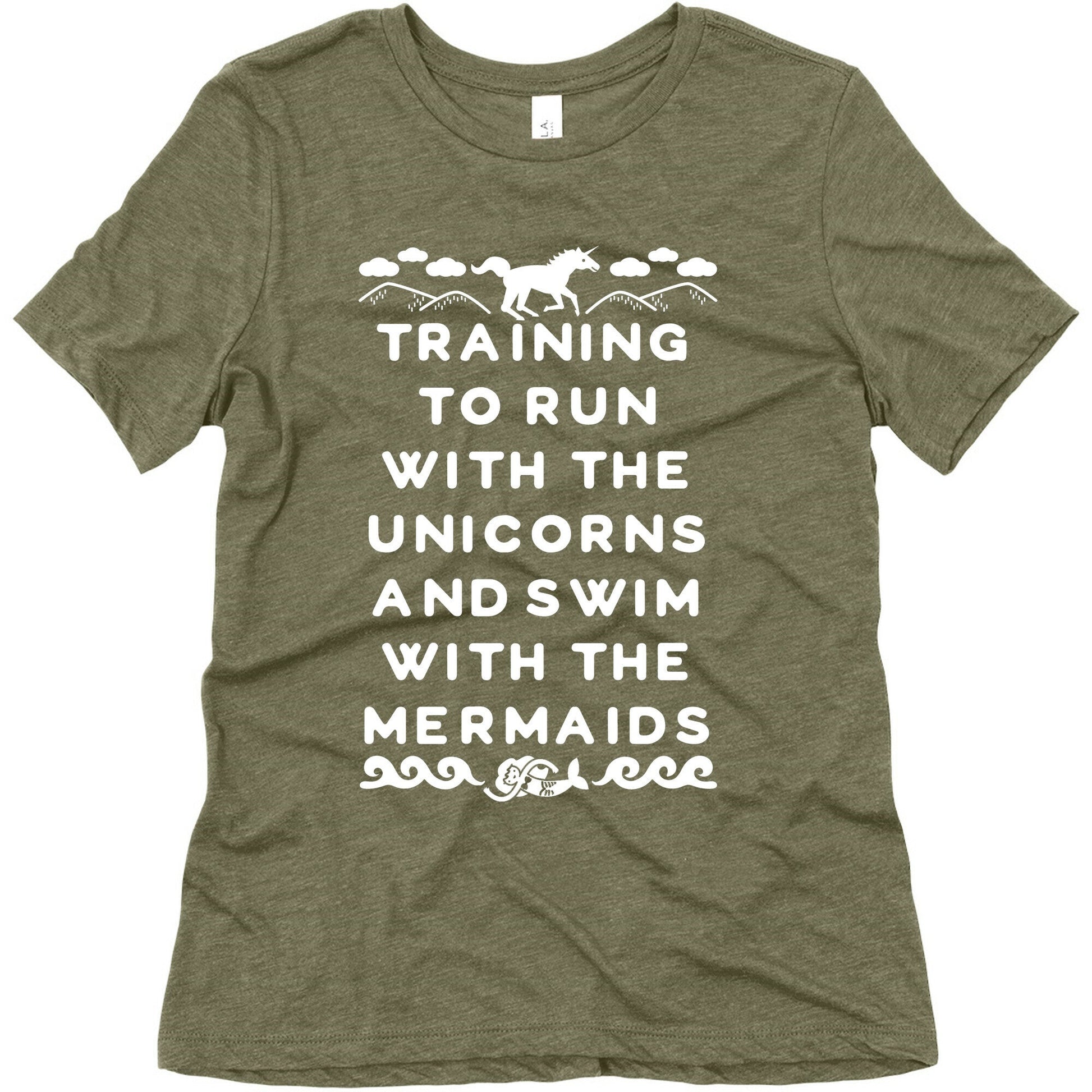 Training to Run with the Unicorns and Swim with the Mermaids Women's Triblend Tee