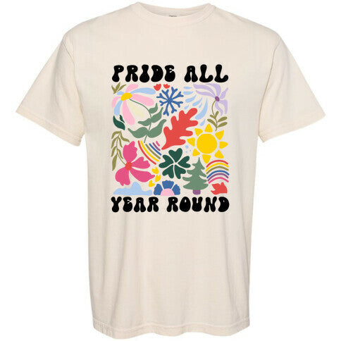 Pride All Year Round Abstract Florals Comfort Colors Heavyweight Tee