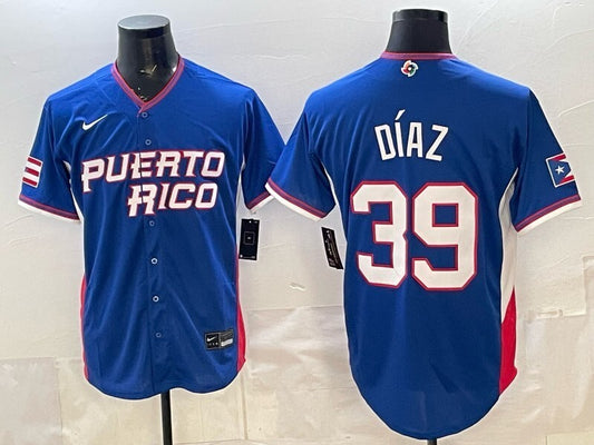 puerto rico baseball #39 edwin díaz Blue 2026 world baseball classic
