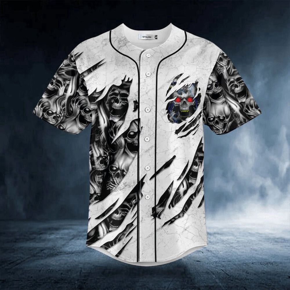 Red Eyes Skull Baseball Jersey For Men Women, Men's Baseball Jersey For Men Women - lylyprint.com T-Shirts,... (Image 2)