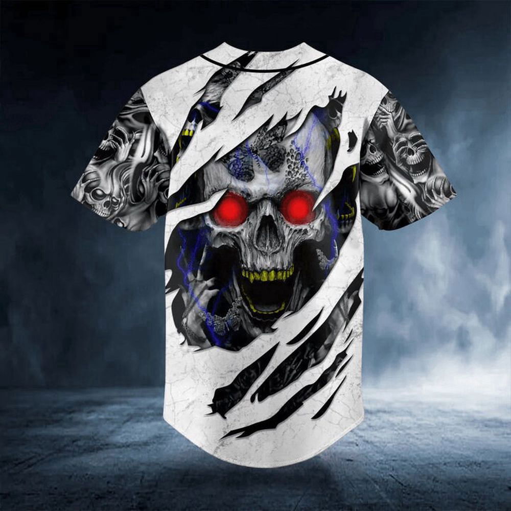 Red Eyes Skull Baseball Jersey For Men Women, Men's Baseball Jersey For Men Women - lylyprint.com T-Shirts,... (Image 3)