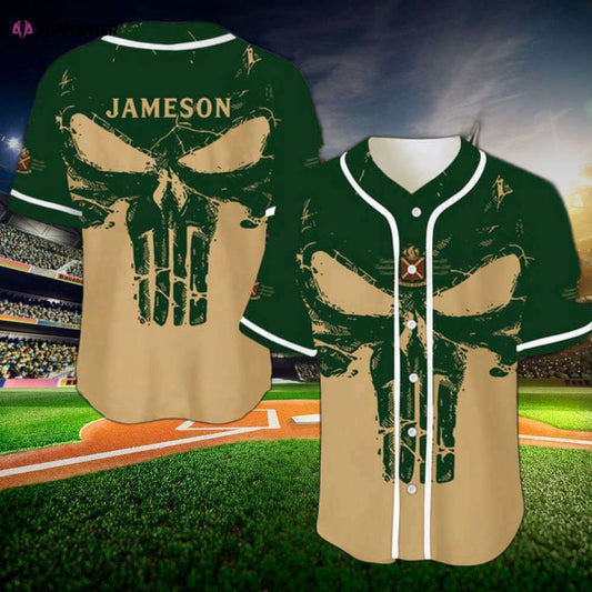 Retro Skull Jameson Whiskey Baseball Jersey