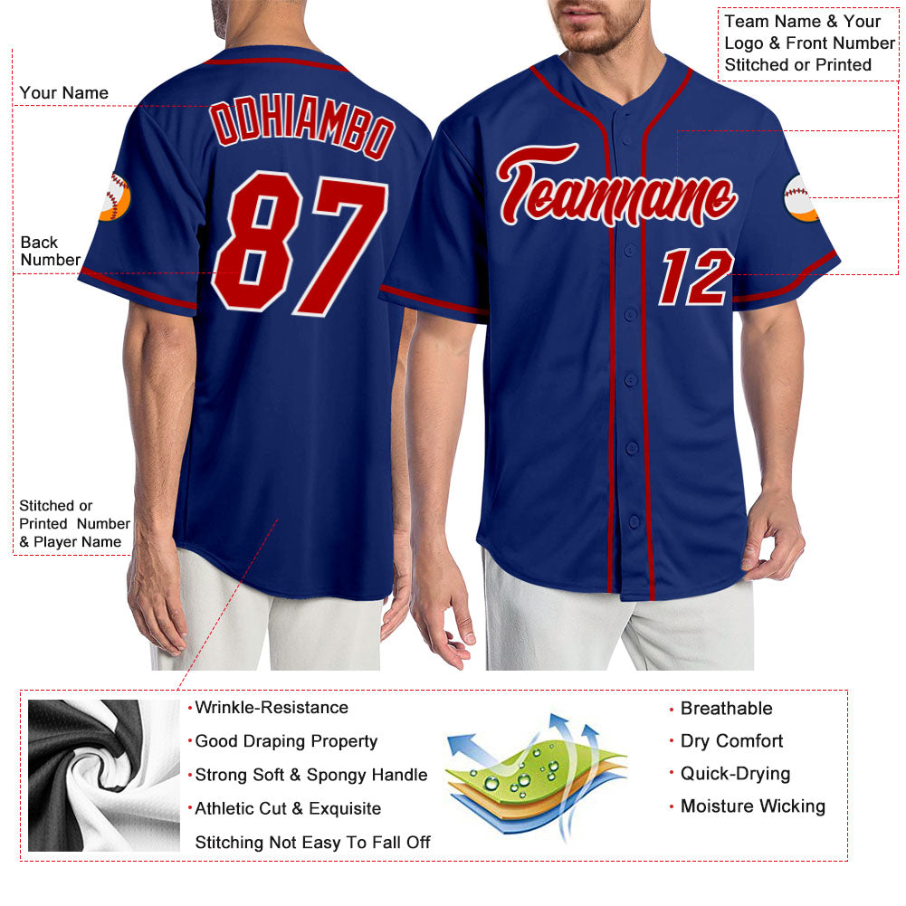 Custom Royal Red-White Authentic Baseball Jersey