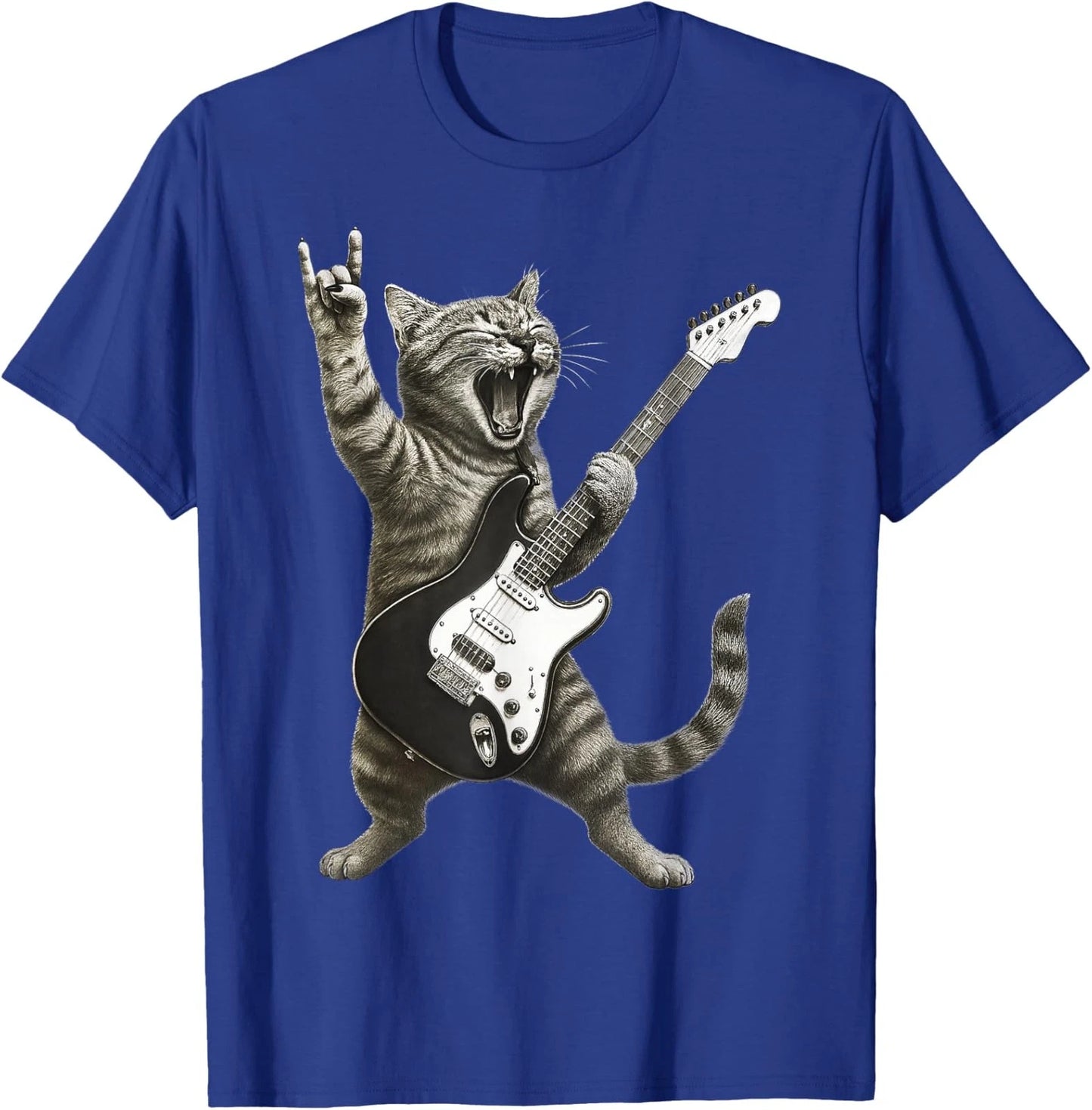 Funny Cat Playing Guitar Rock and Roll Video Games Unisex T-Shirt