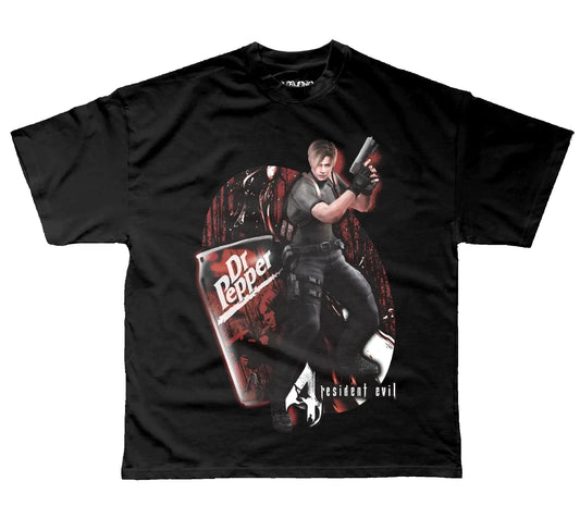 Dr Pepper x Resident Evil Leon T-Shirt Video Game Graphic Tee S-5XL