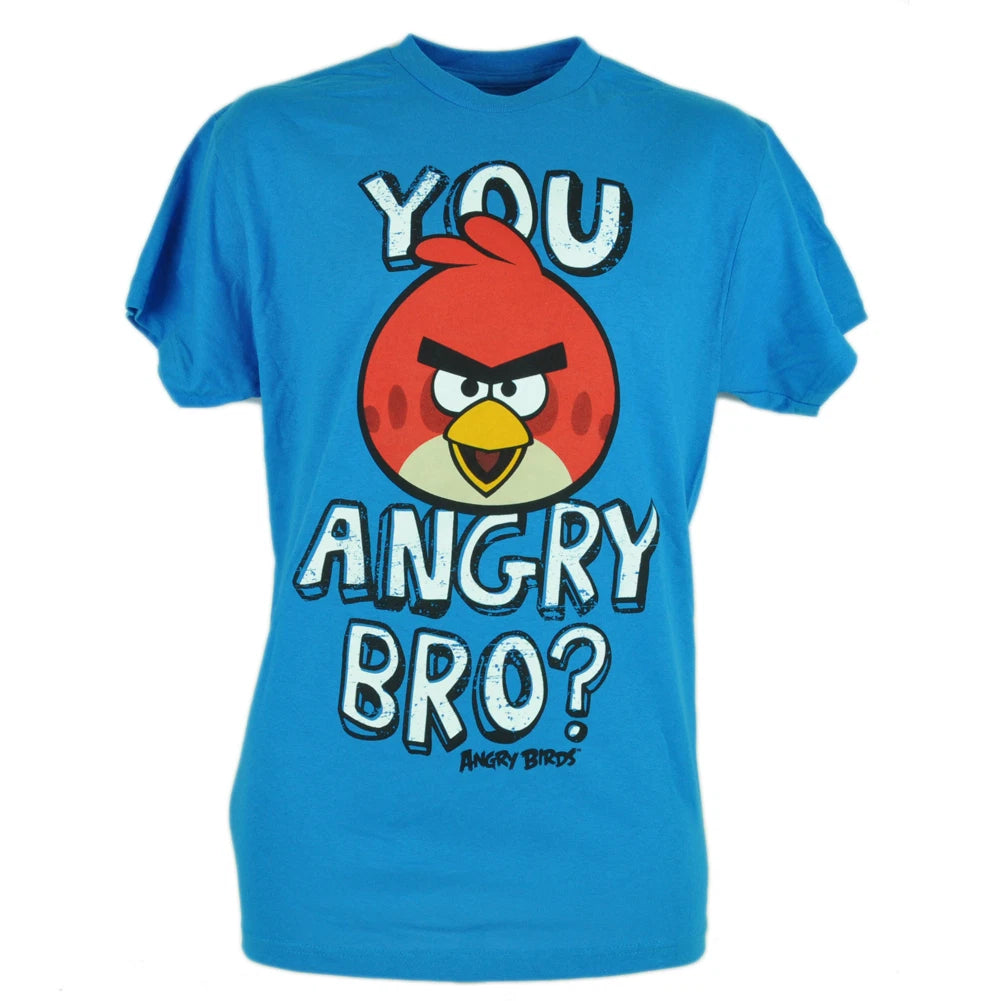 You Angry Bro Birds Phone App Smart Phone Video Game Blue Tshirt Tee Shirt