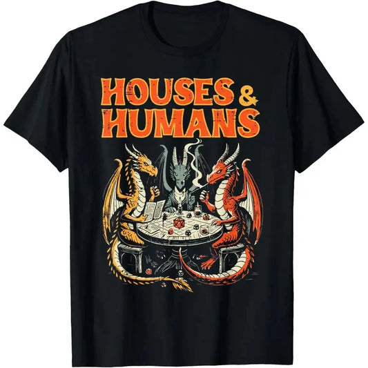 Gaming Houses Humans Funny Rpg Parody Gamer Men T-Shirt - TYPE 1