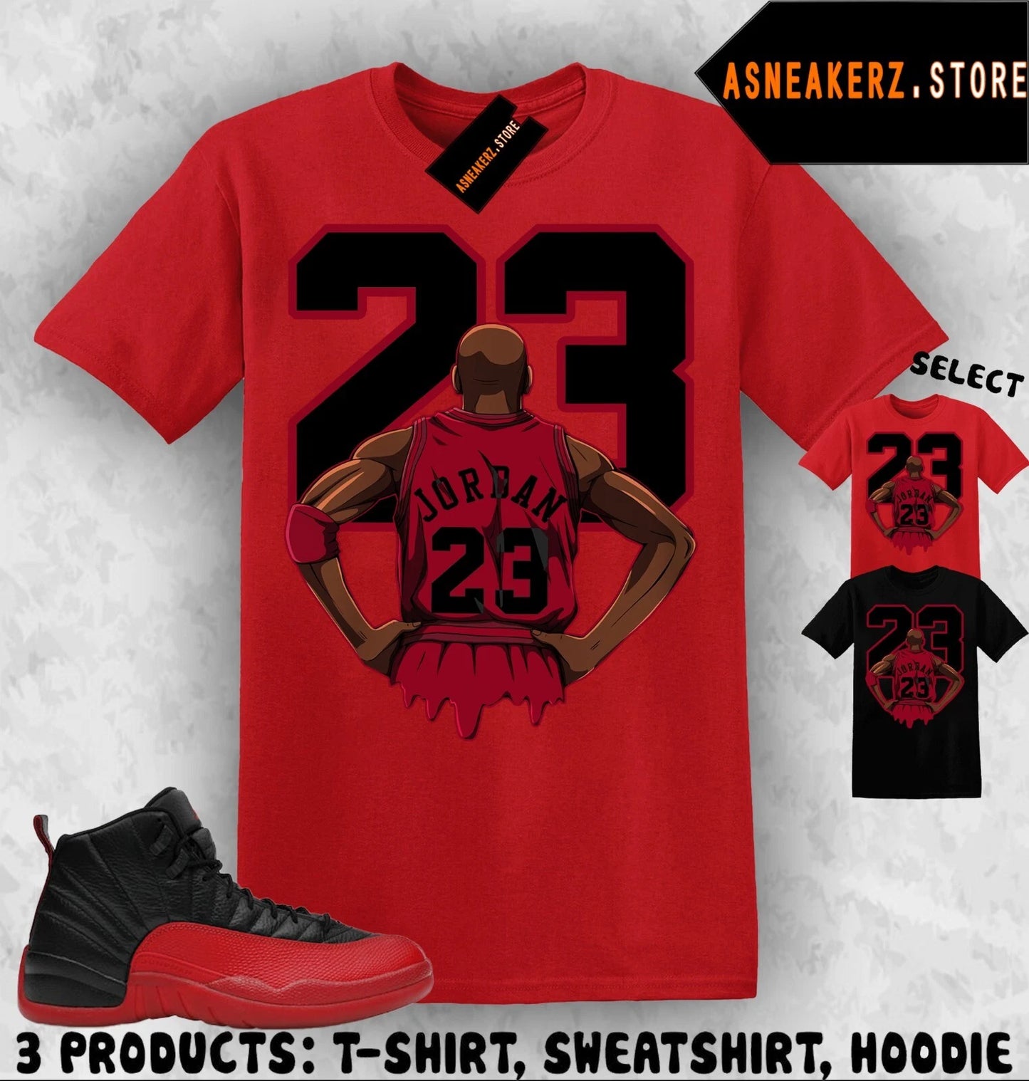 Shirt To Match AJ 12 Flu Game Sneaker Matching Tee MJ Back 23 T-Shirt