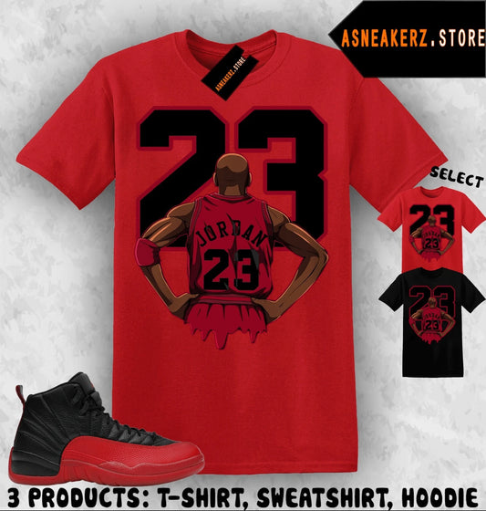 Shirt To Match AJ 12 Flu Game Sneaker Matching Tee MJ Back 23 T-Shirt