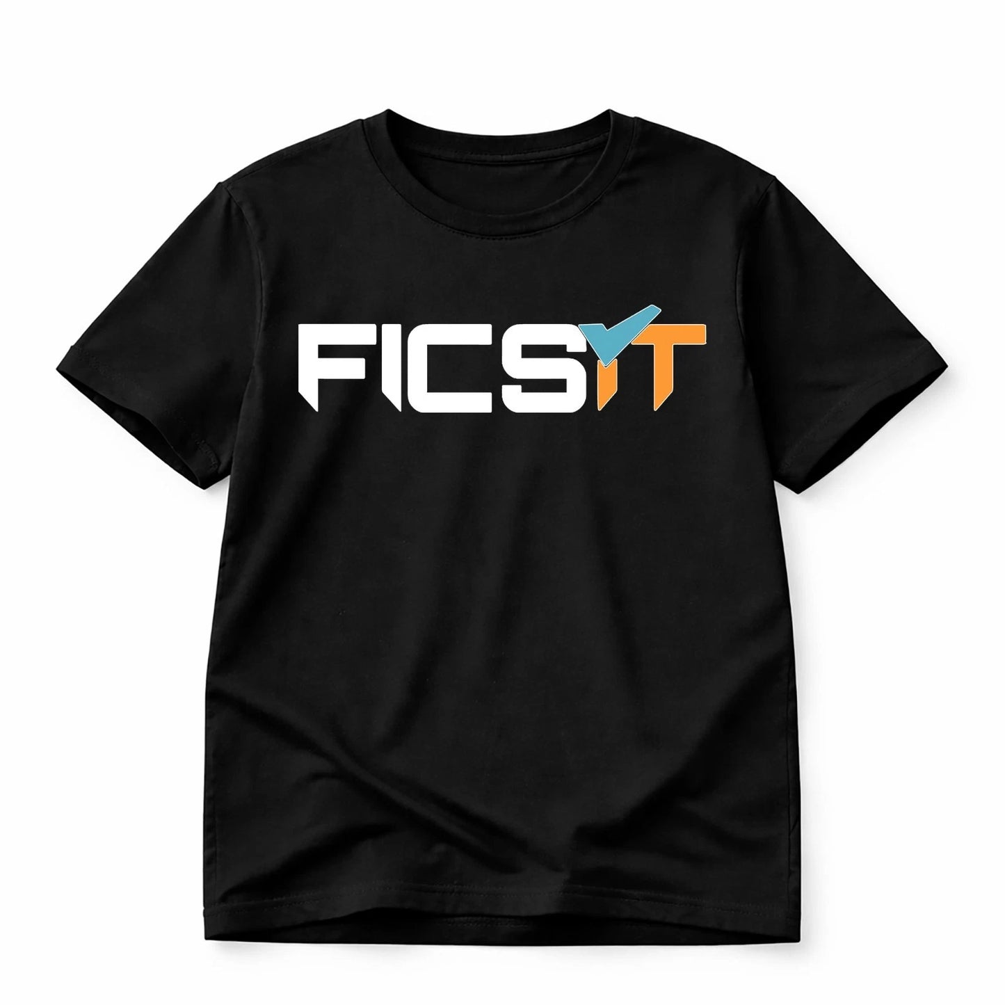 FICSIT Satisfactory Logo T-Shirt – Classic Gaming Graphic Black Unisex Tee