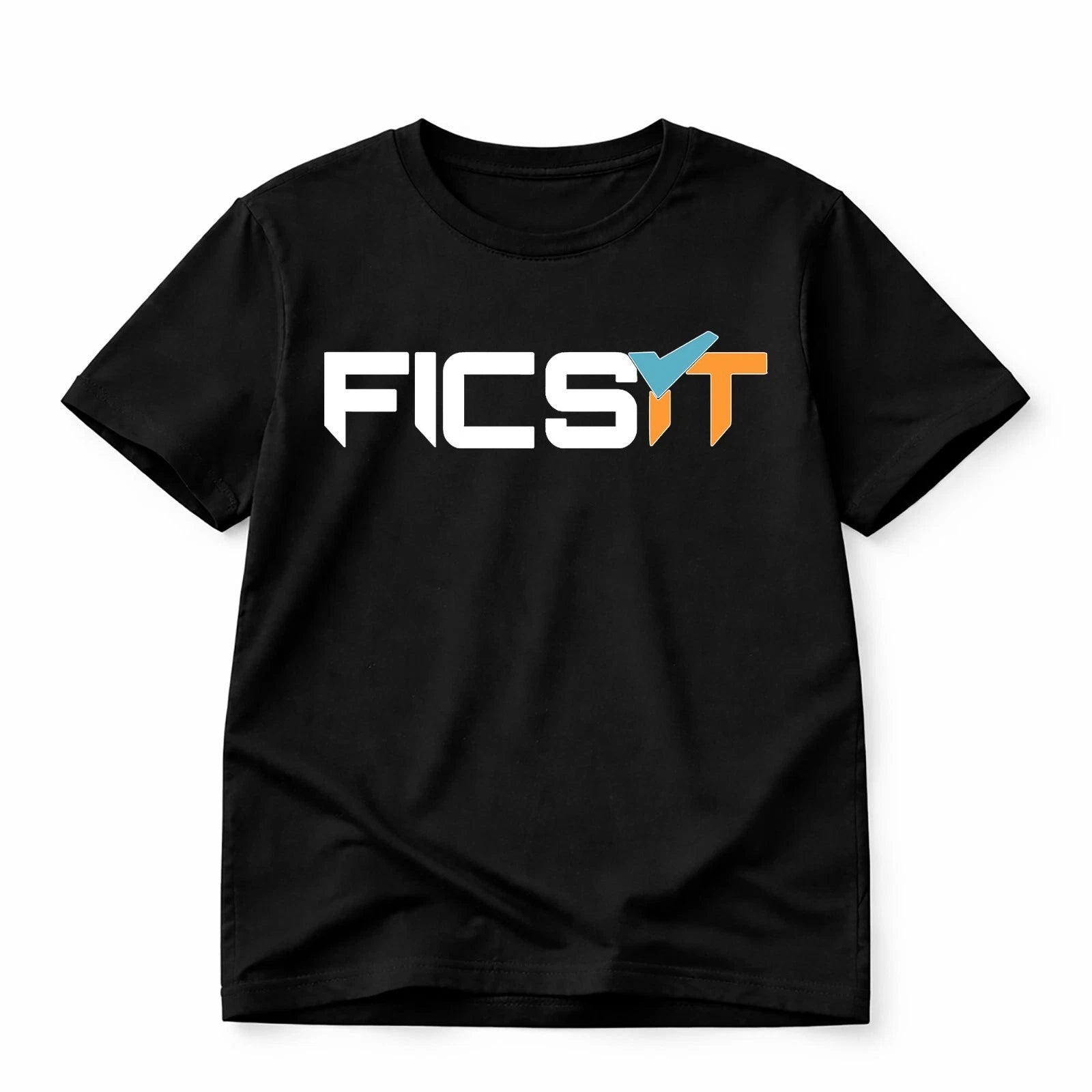 FICSIT Satisfactory Logo T-Shirt – Classic Gaming Graphic Black Unisex Tee