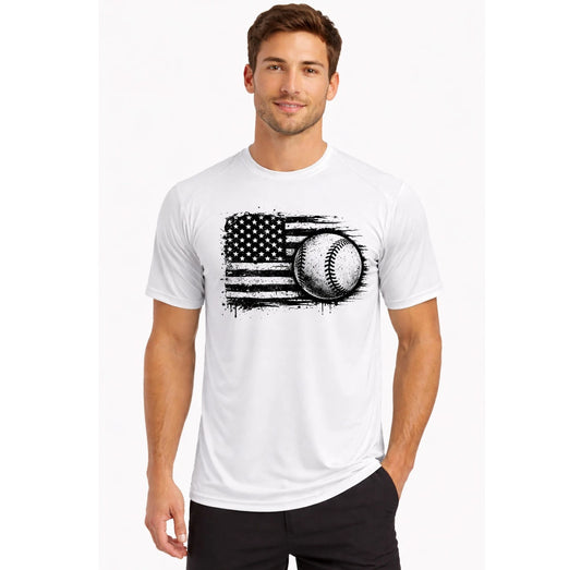 Baseball American flag Dry Fit UPF  T-Shirt Fishing Boat Sport UV Sun Protection
