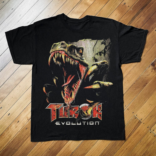 Vintage Turok Evolution Video Game T-Shirt Retro Gaming Graphic Tee S-5XL