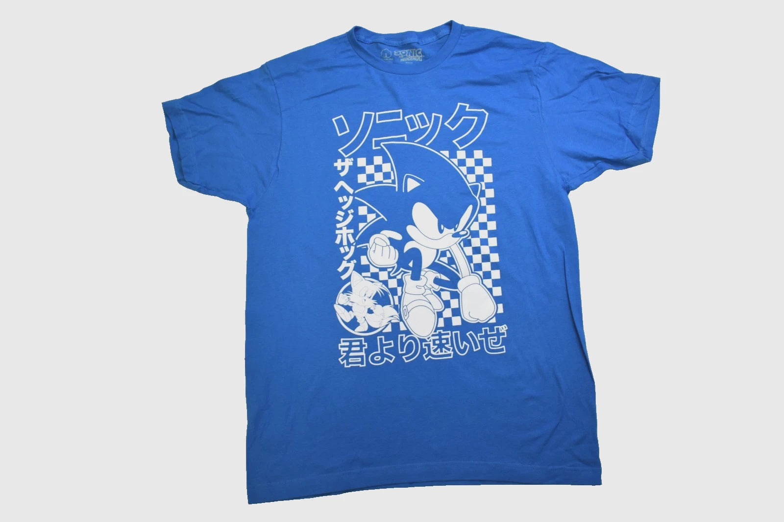 Sonic The Hedghog Mens Sonic Kanji Graphic Blue Shirt New S, L, XL