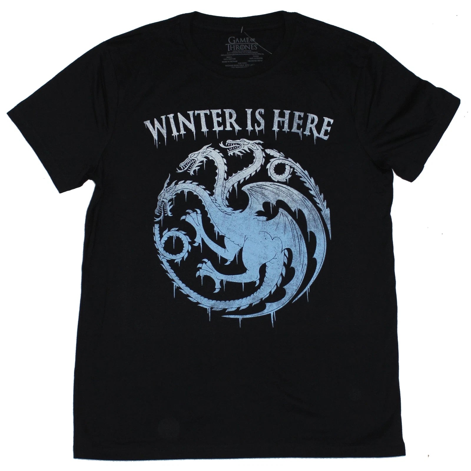 Game OF Thrones Adult New T-Shirt - Winter is Here Icy Targaryen Crest Pic