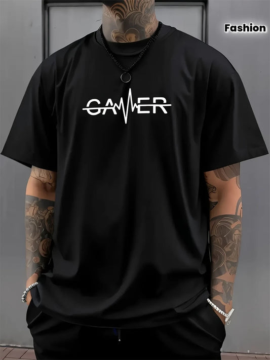 Gamer Heartbeat Graphic T-Shirt Gaming Lover Casual Short Sleeve Tee