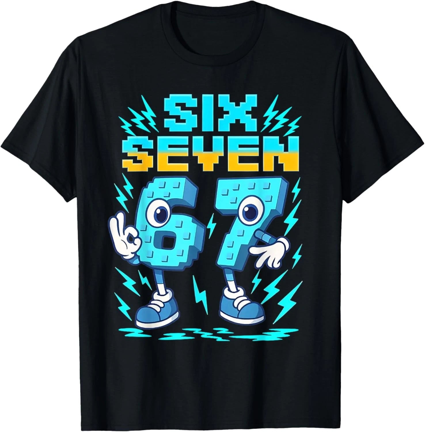 Funny Meme 67 Italian Brainrot Six Seven Gaming Kids Boys T-Shirt- American fash