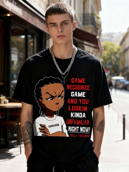 Men'S Anime Graphic T-Shirt  100% Oversized Streetwear Tee with Game Recognize