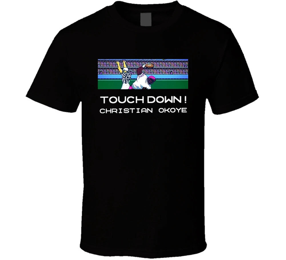 Tecmo Bowl Touchdown Christian Okoye Retro Football Video Game T Shirt