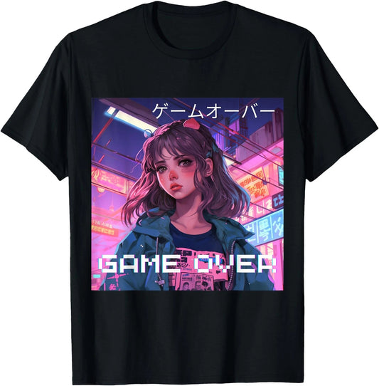 Japanese Vaporwave Sad Anime Indie Aesthetic Game Over T-Shirt