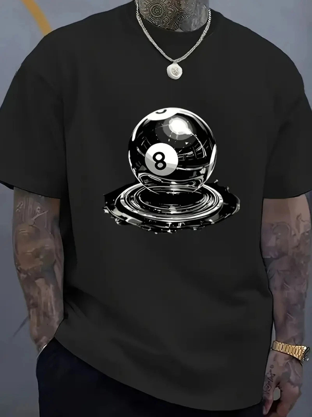 8 Ball Billiards Graphic T-Shirt Retro Pool Player Game Night Tee