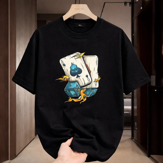 Poker Dice Graphic T-Shirt Playing Cards Casino Streetwear Casual Tee