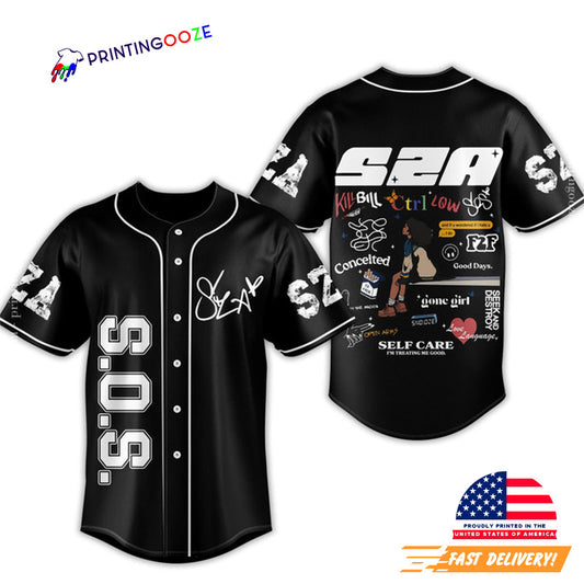 SZA SOS Signature Black Baseball Jersey