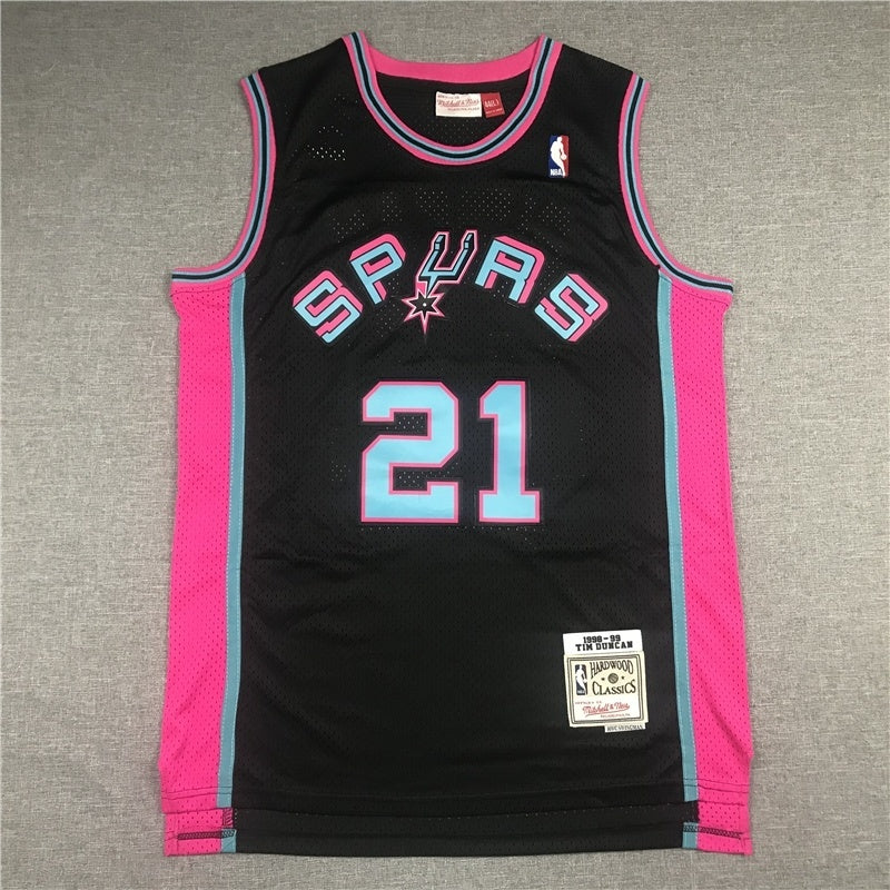 san antonio spurs #21 tim duncan Spurs 21 Black Retro Logo Style 3