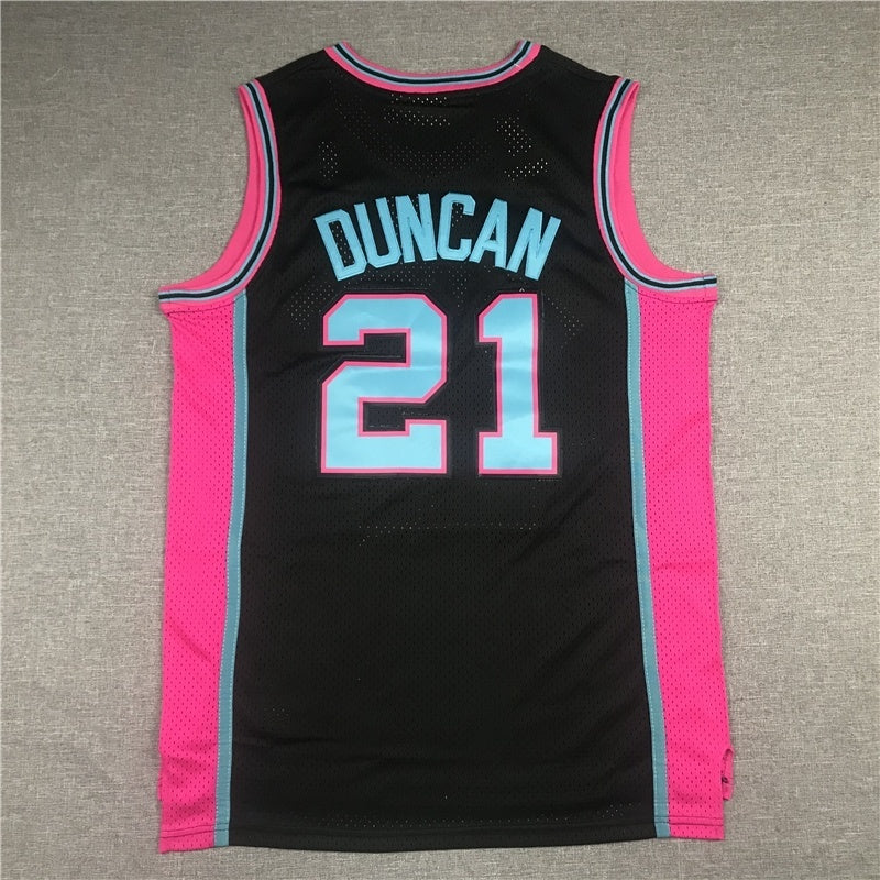 san antonio spurs #21 tim duncan Spurs 21 Black Retro Logo Style 4