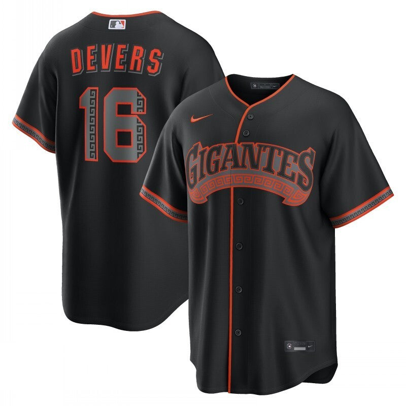 san francisco giants #16 rafael devers alternate replica jersey - black Style 2