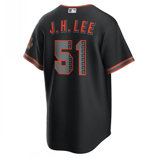 san francisco giants #51 jung hoo lee alternate stadium jersey - black Style 1