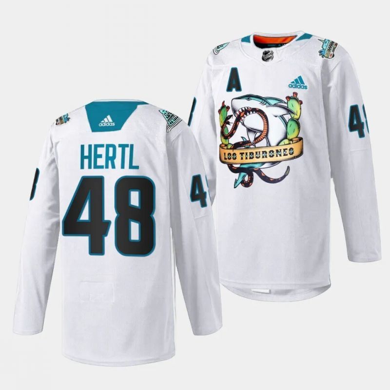 san jose sharks #48 tomas hertl 2023 los tiburones white special jersey