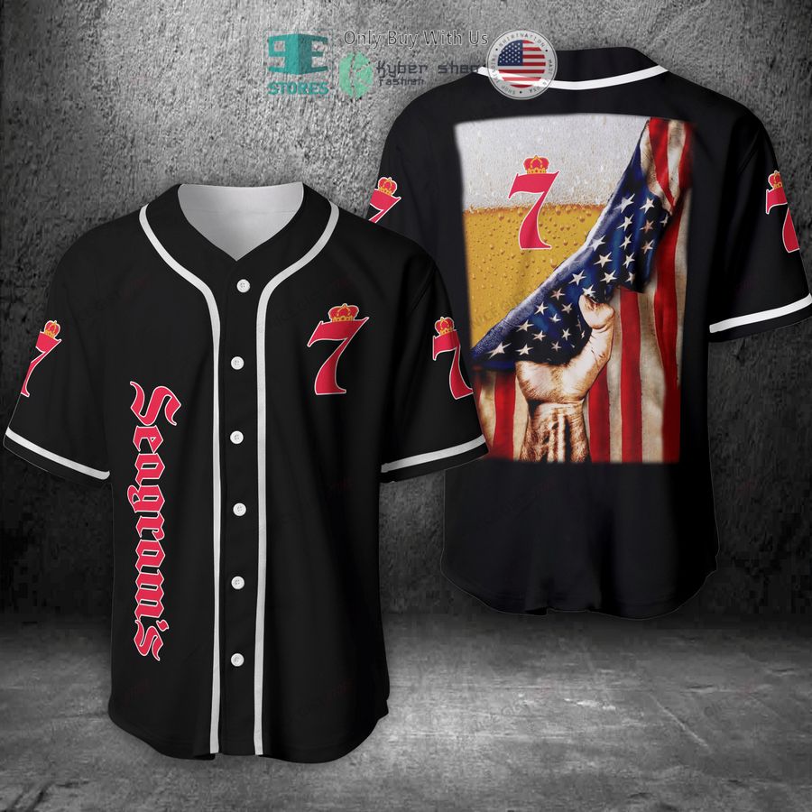 BEST Seagram's Beer United States Flag Baseball Jersey