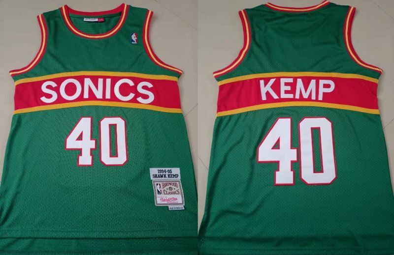 seattle supersonics #40 shawn kemp Supersonics 40 # - Kemp Green Retro Jersey