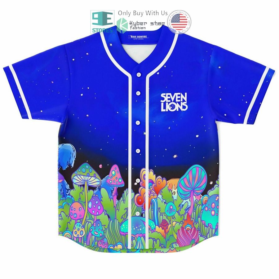 BEST Seven lions Mushroom blue Baseball Jersey