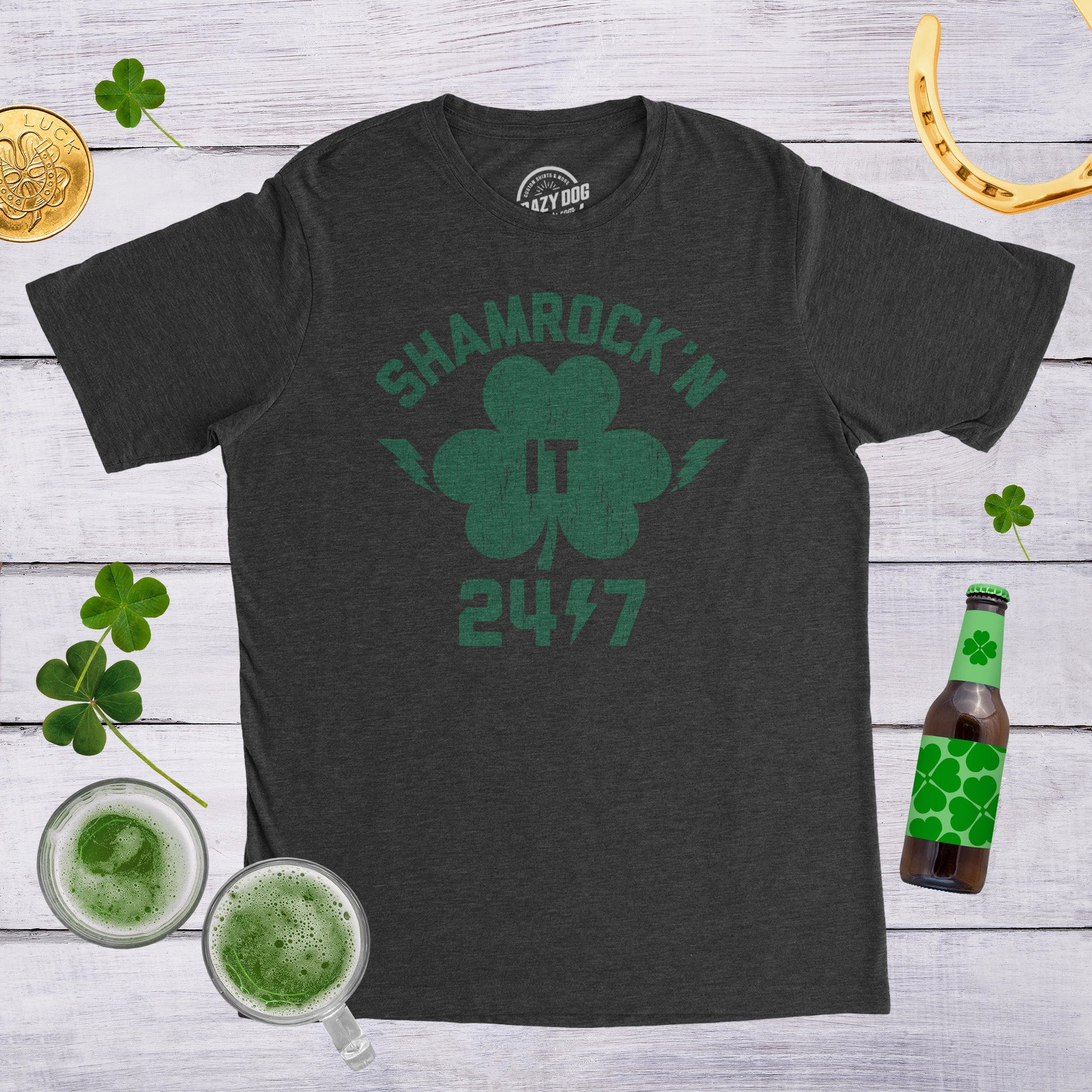 Shamrock'n It 24/7 Men's T Shirt Hoodie, Sweatshirt | WearSparks.com (Image 3)