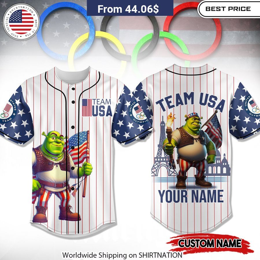 Shrek Team USA Olympic 2024 CUSTOM Baseball Jersey