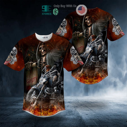 BEST Skeleton Firer Biker Guilty Skull Baseball Jersey
