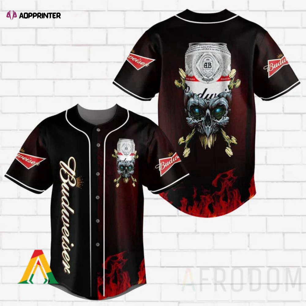 Skull With Budweiser Baseball Jersey