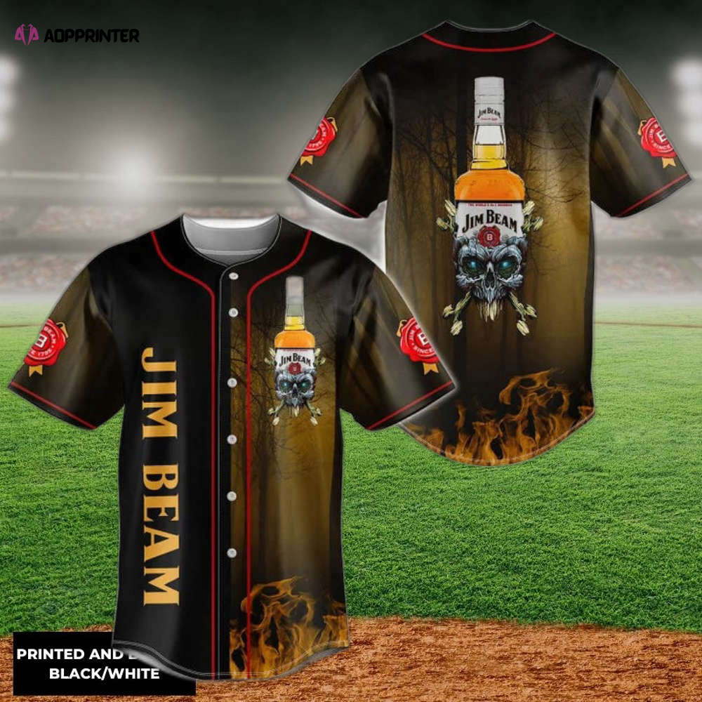 Skull With Jim Beam Baseball Jersey - Aopprinter T-Shirts, Hoodie, Sweatshirt | WearSparks.com (Image 1)