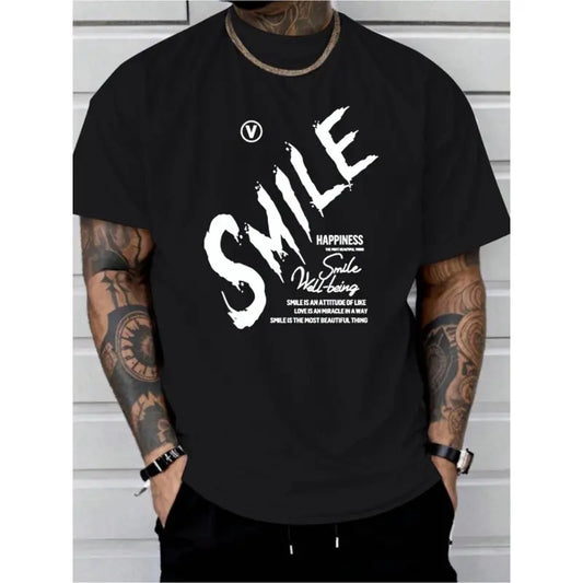 smile print tee shirt, Tees for Men, Casual Short Sleeve T-shirt for summer Made in USA Hoodie, Sweatshirt | WearSparks.com