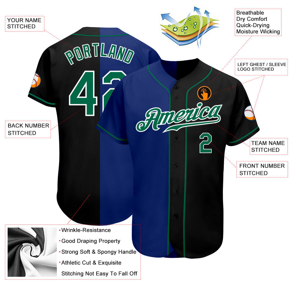 Custom Black Kelly Green-Royal Authentic Split Fashion Baseball Jersey T-Shirts, Hoodie, Sweatshirt (Image 3)