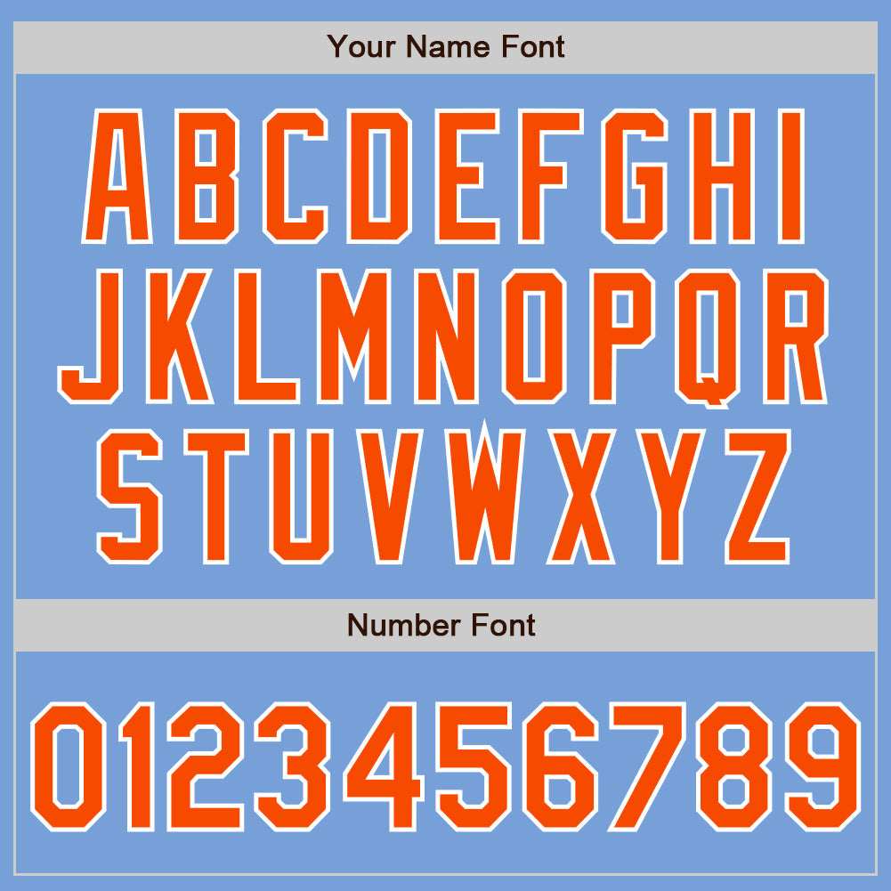 Custom Light Blue Orange-White Authentic Split Fashion Baseball Jersey