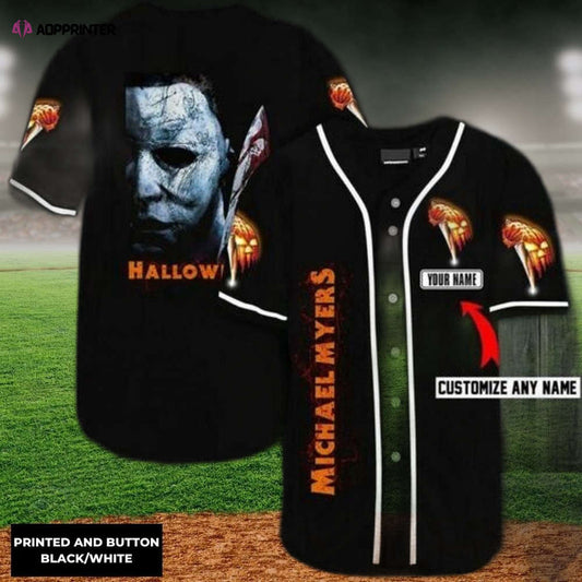 Spooktacular Michael Myers Halloween 3D Baseball Jersey – Personalized for Horror Fanatics