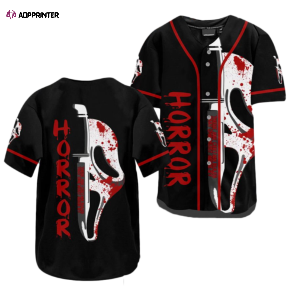 Spooky Ghostface Scream Horror Movie Halloween Baseball Jersey Shirt