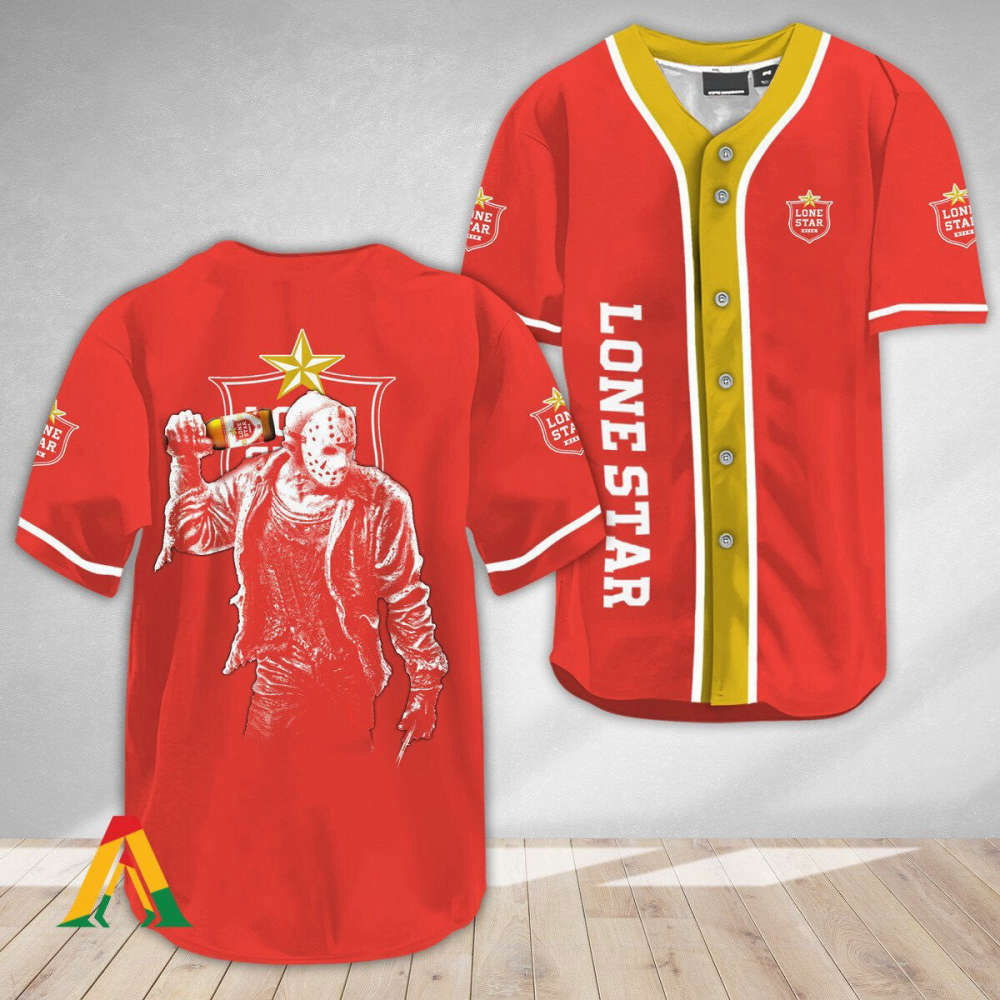 Spooky Jason Voorhees Baseball Jersey Lone Star Beer Horror-themed Apparel - Aopprinter T-Shirts, Hoodie,... (Image 2)