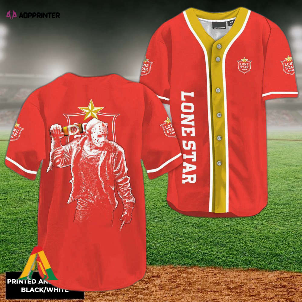 Spooky Jason Voorhees Baseball Jersey Lone Star Beer Horror-themed Apparel - Aopprinter T-Shirts, Hoodie,... (Image 1)