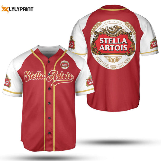Authentic Stella Artois Beer Belgium MLB Jersey Shirt - Perfect for Baseball Fans!